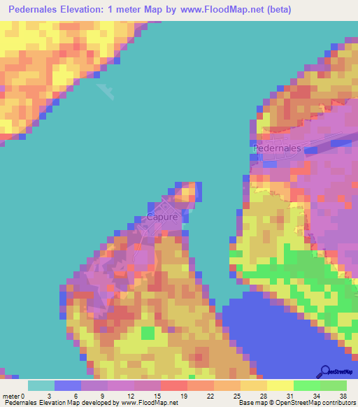 Pedernales,Venezuela Elevation Map