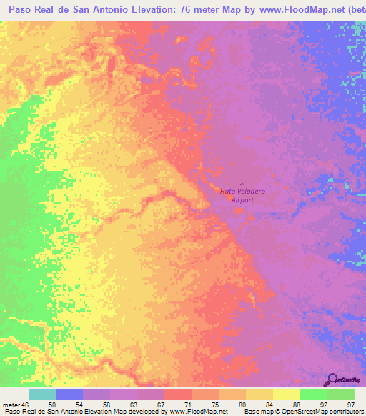 Paso Real de San Antonio,Venezuela Elevation Map