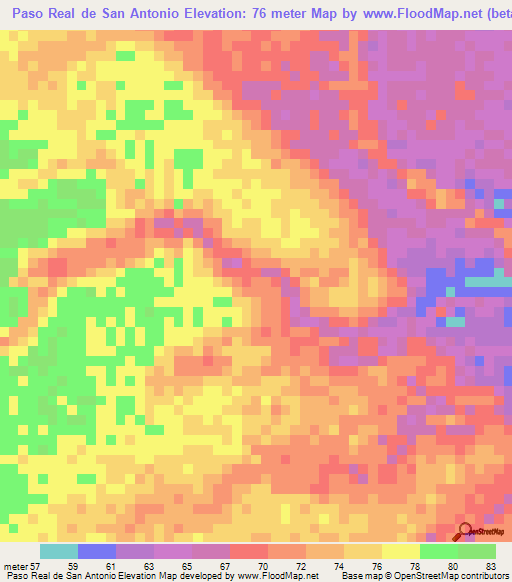 Paso Real de San Antonio,Venezuela Elevation Map