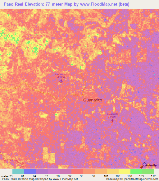 Paso Real,Venezuela Elevation Map