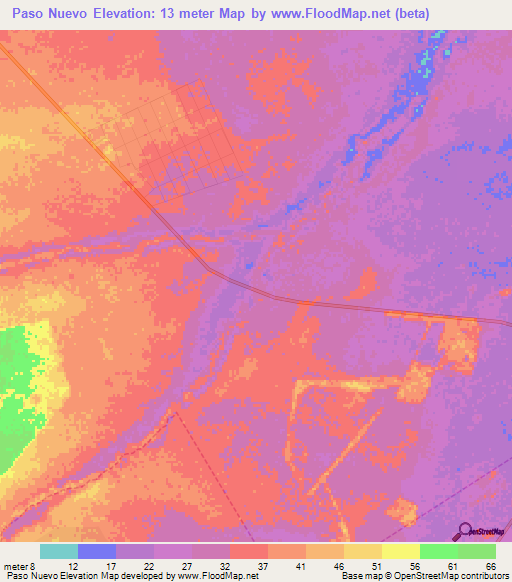 Paso Nuevo,Venezuela Elevation Map