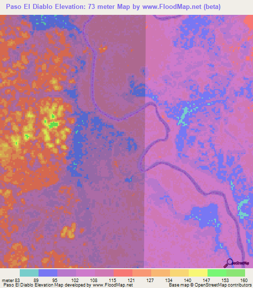 Paso El Diablo,Venezuela Elevation Map