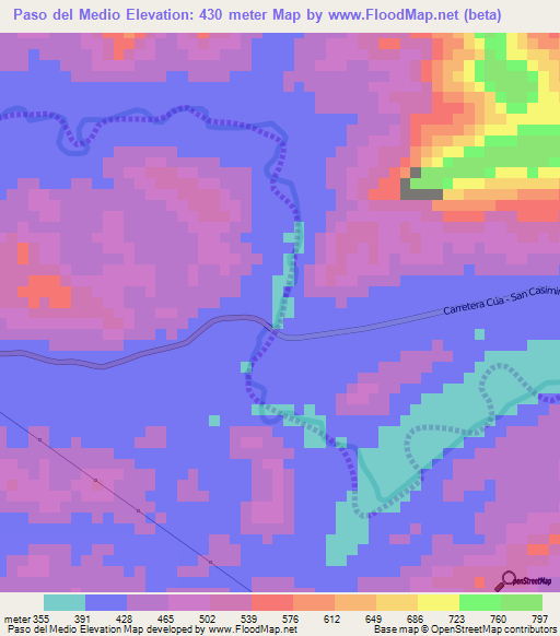 Paso del Medio,Venezuela Elevation Map