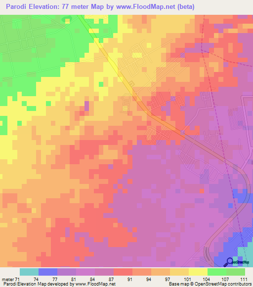 Parodi,Venezuela Elevation Map