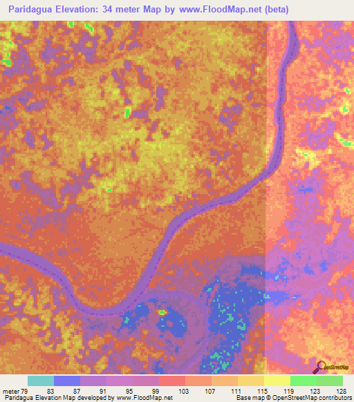 Paridagua,Venezuela Elevation Map