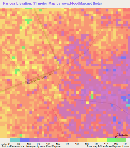 Paricua,Venezuela Elevation Map