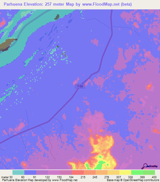 Parhuena,Venezuela Elevation Map