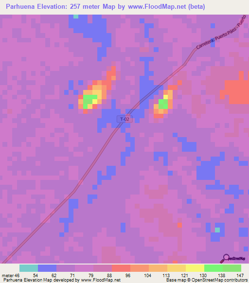 Parhuena,Venezuela Elevation Map