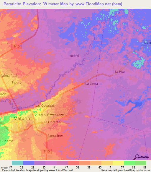 Pararicito,Venezuela Elevation Map