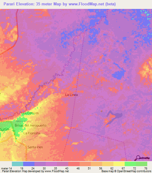 Parari,Venezuela Elevation Map