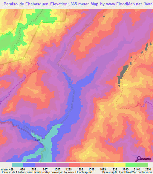 Paraiso de Chabasquen,Venezuela Elevation Map
