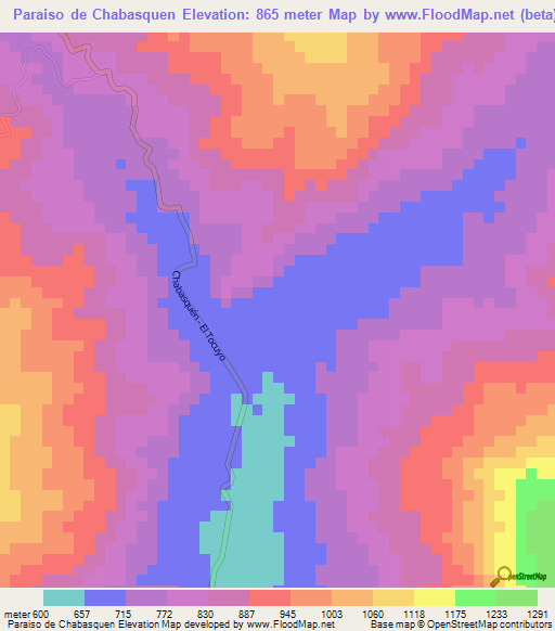 Paraiso de Chabasquen,Venezuela Elevation Map