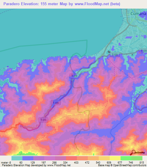 Paradero,Venezuela Elevation Map