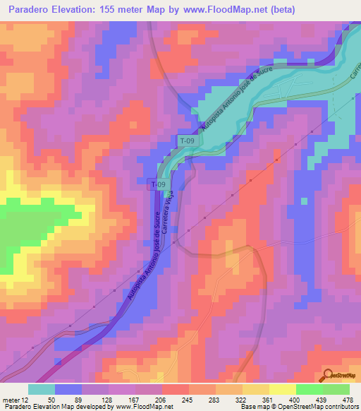 Paradero,Venezuela Elevation Map