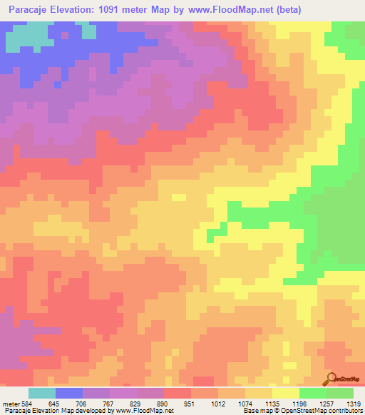 Paracaje,Venezuela Elevation Map