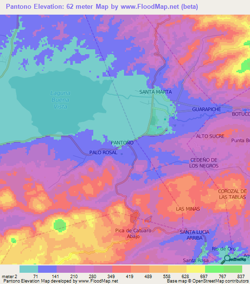 Pantono,Venezuela Elevation Map