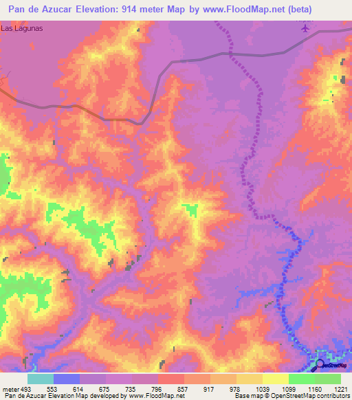 Pan de Azucar,Venezuela Elevation Map