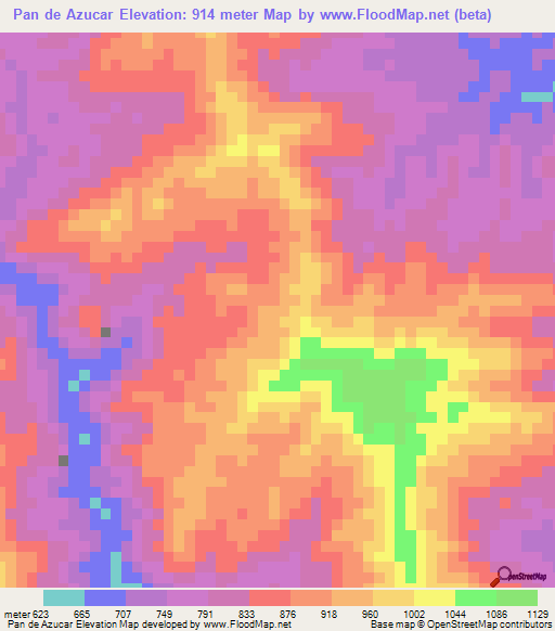 Pan de Azucar,Venezuela Elevation Map