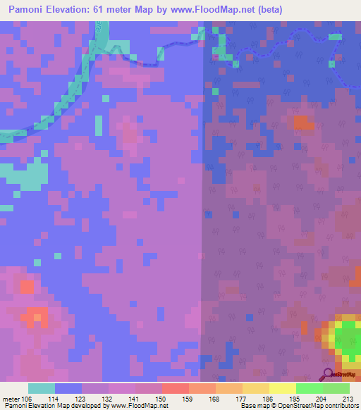 Pamoni,Venezuela Elevation Map