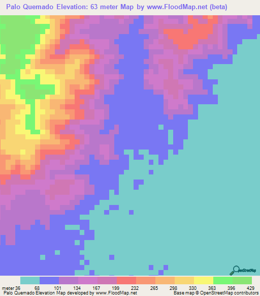 Palo Quemado,Venezuela Elevation Map