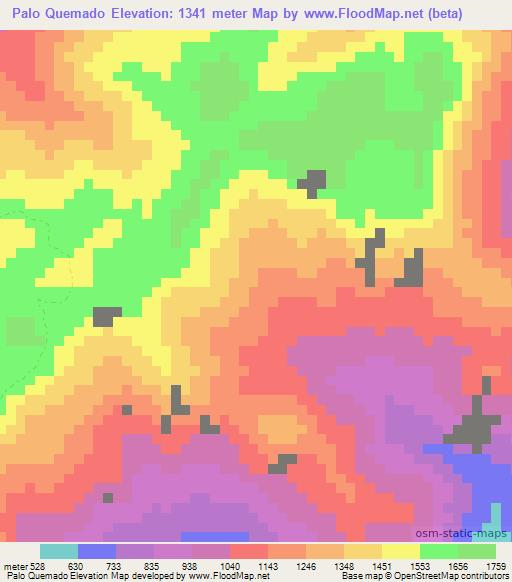 Palo Quemado,Venezuela Elevation Map