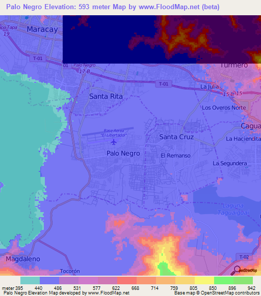 Palo Negro,Venezuela Elevation Map