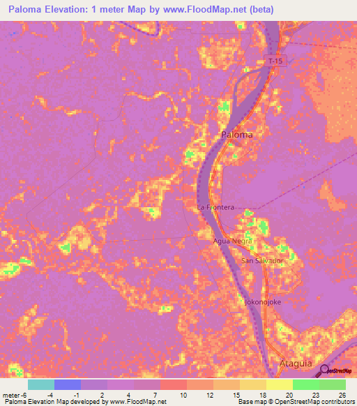Paloma,Venezuela Elevation Map