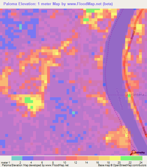 Paloma,Venezuela Elevation Map