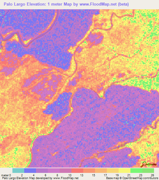 Palo Largo,Venezuela Elevation Map