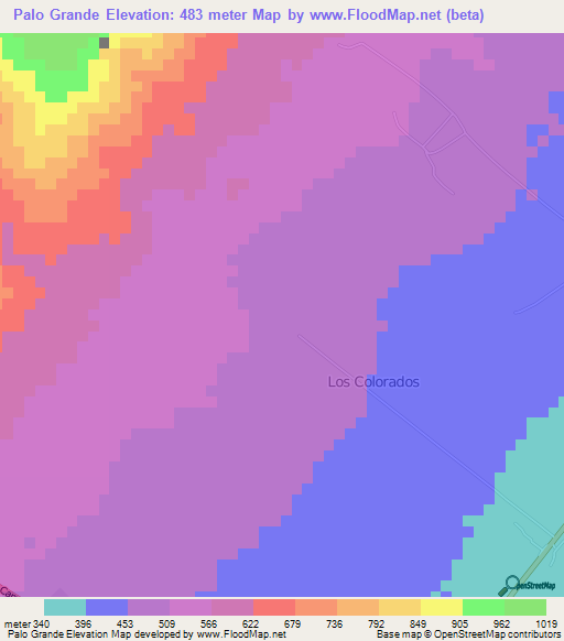 Palo Grande,Venezuela Elevation Map