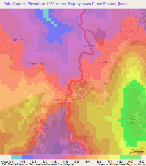 Palo Grande,Venezuela Elevation Map