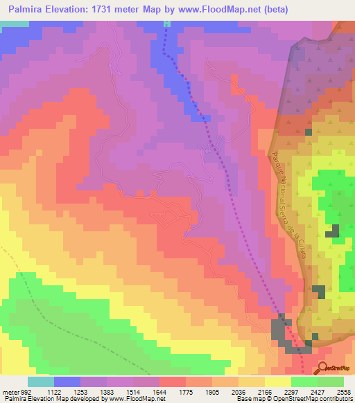 Palmira,Venezuela Elevation Map