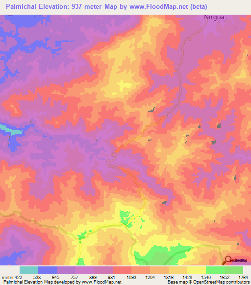 Palmichal,Venezuela Elevation Map