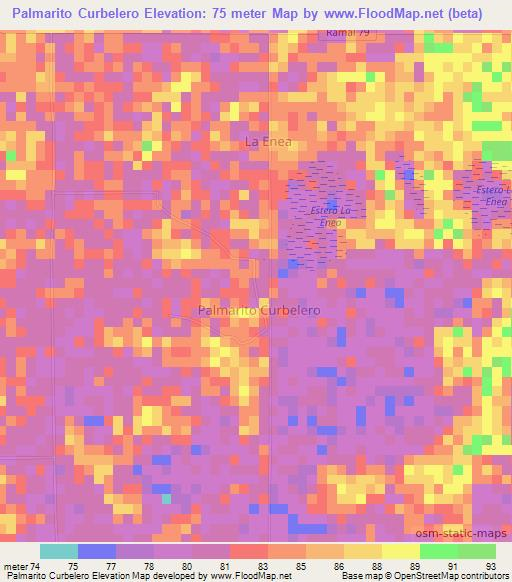 Palmarito Curbelero,Venezuela Elevation Map