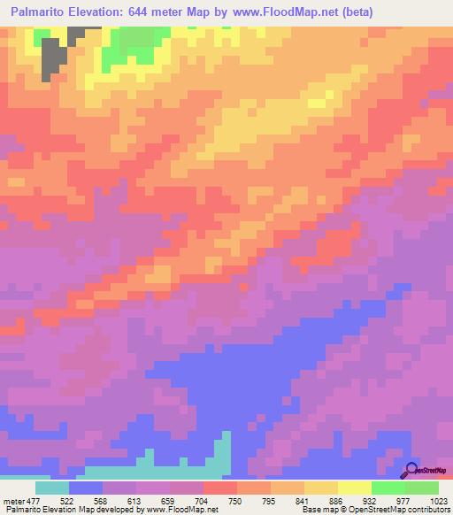 Palmarito,Venezuela Elevation Map
