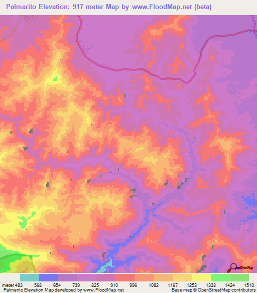 Palmarito,Venezuela Elevation Map