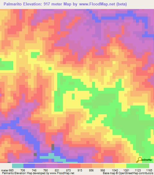 Palmarito,Venezuela Elevation Map
