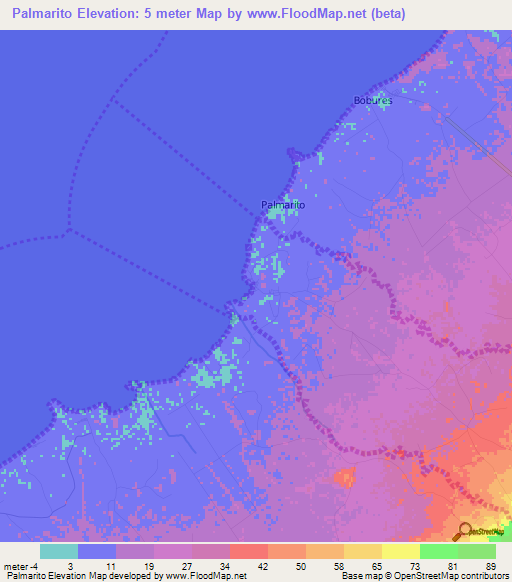 Palmarito,Venezuela Elevation Map
