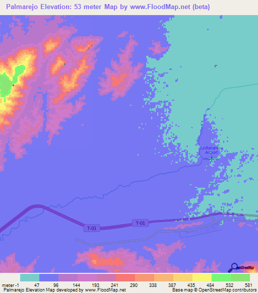 Palmarejo,Venezuela Elevation Map