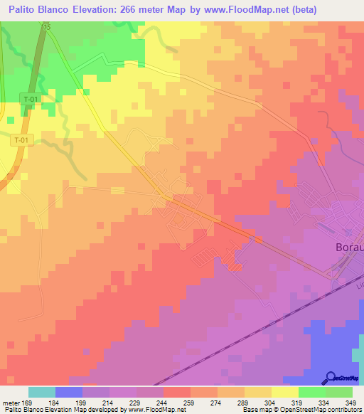 Palito Blanco,Venezuela Elevation Map