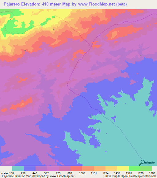 Pajarero,Venezuela Elevation Map