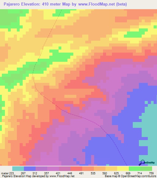 Pajarero,Venezuela Elevation Map