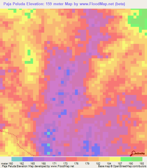 Paja Peluda,Venezuela Elevation Map