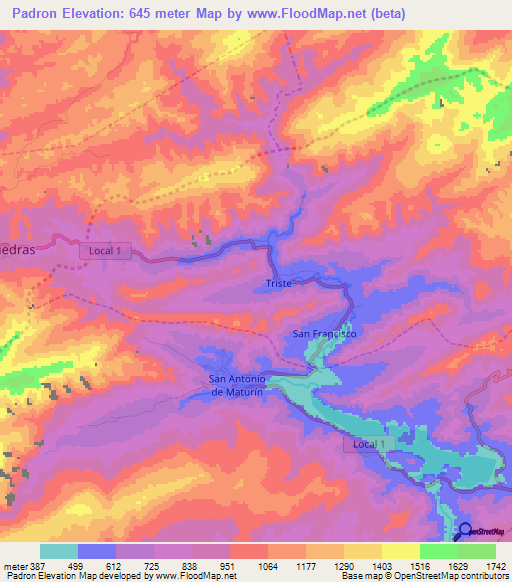 Padron,Venezuela Elevation Map