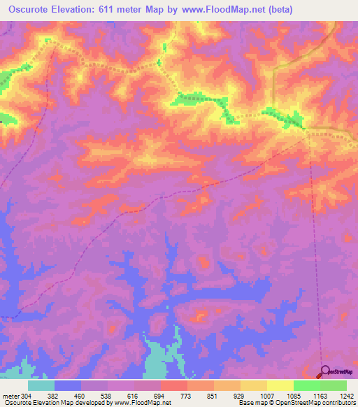 Oscurote,Venezuela Elevation Map
