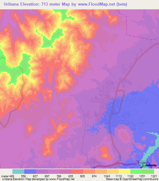 Uribana,Venezuela Elevation Map