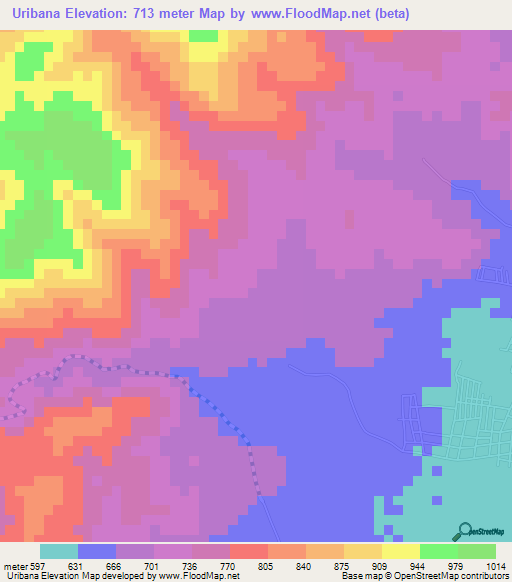 Uribana,Venezuela Elevation Map