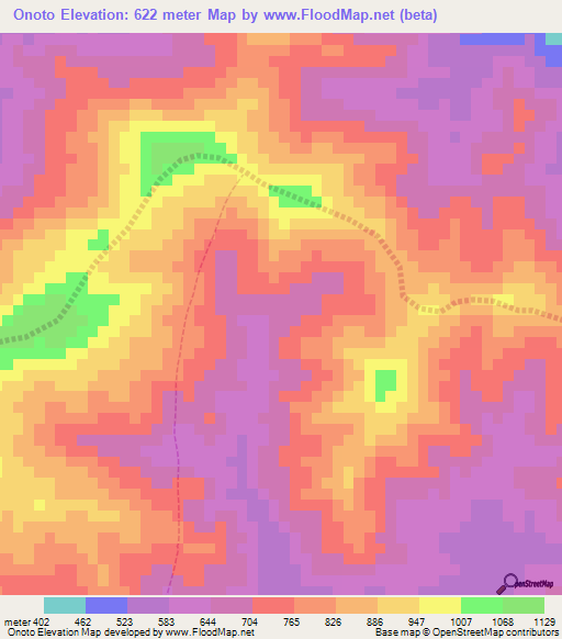 Onoto,Venezuela Elevation Map