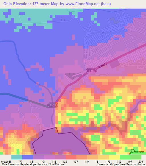 Onia,Venezuela Elevation Map