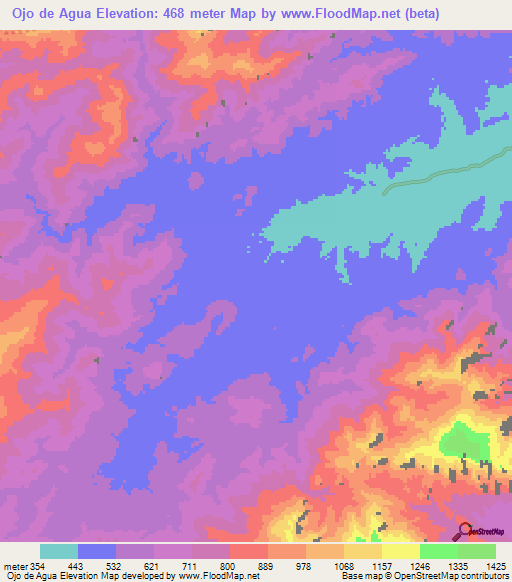 Ojo de Agua,Venezuela Elevation Map